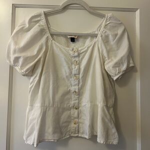 Universal Thread Cream Short Sleeve Button-Up Blouse
